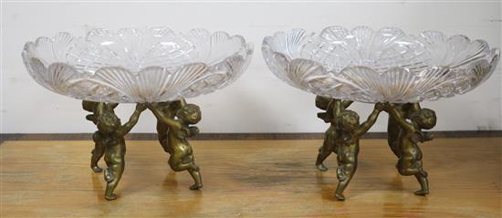 A pair of ormolu Putti centrepieces